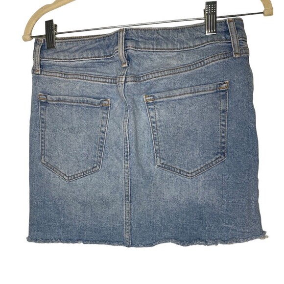 Forever 21 Juniors Distressed Denim Jean Skirt Size 27 Small Frayed Hem 90's - Picture 2 of 5